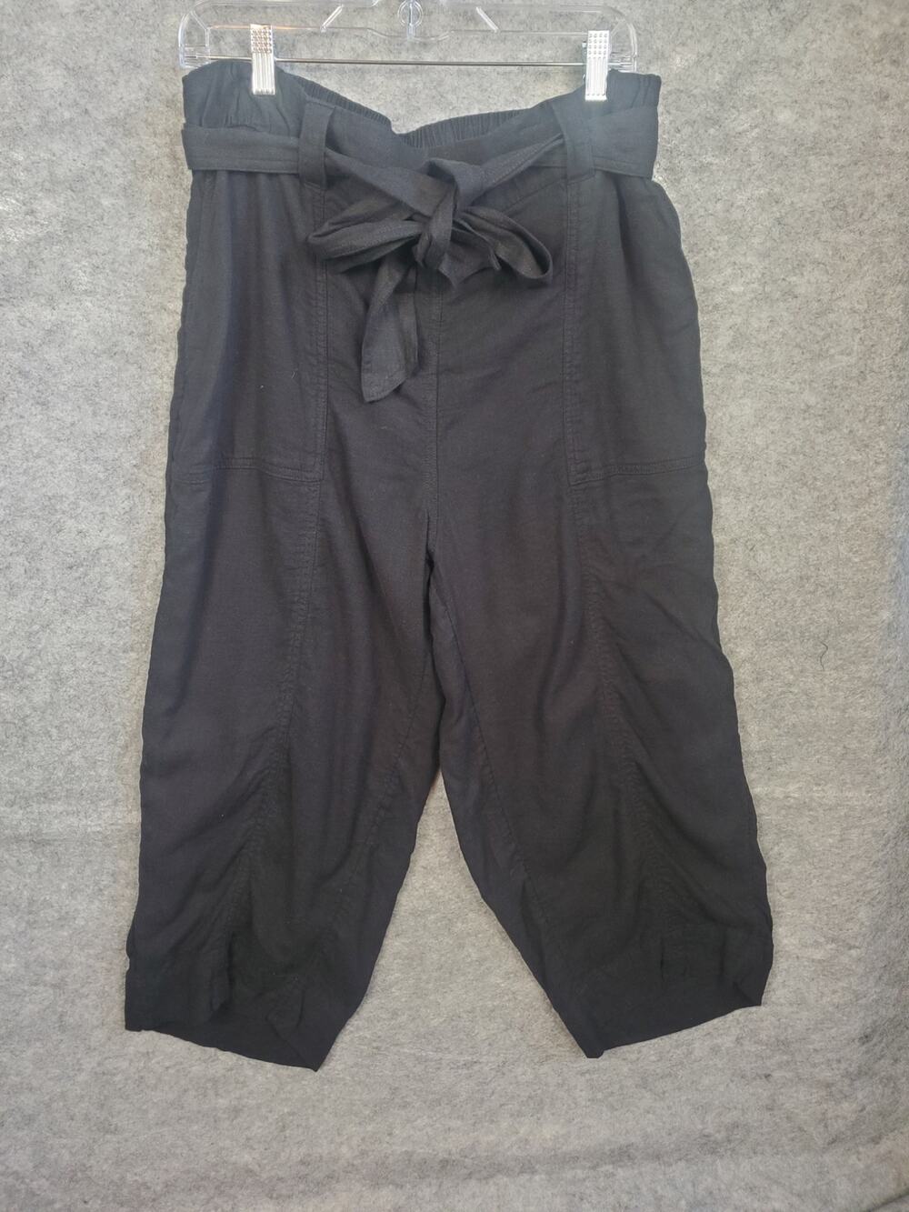 Women's Lane Bryant Size 16 Black Wide Leg Cropped Boho Pants